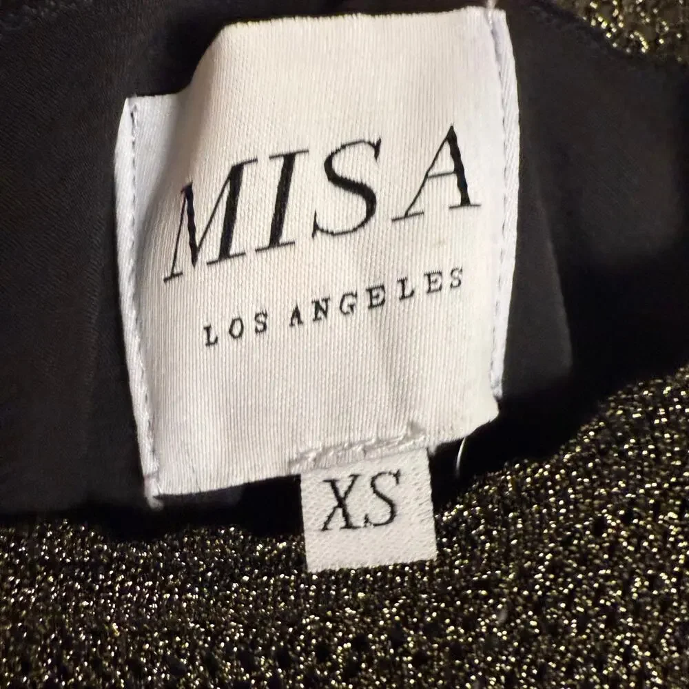 MISA Salma Gold Metallic Knit Sleeveless Scoop Neck Midi Dress Size XS - Picture 11 of 11